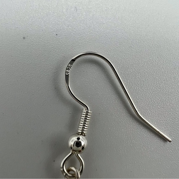 925 Sterling Silver Green Sea Glass Beach Jewel Teardrop Dangle Fashion Earring - Picture 7 of 7